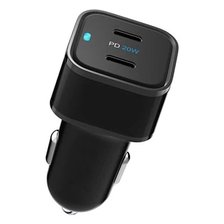 Ikki USB C bilan 40 Vt DC avtomobil adapteri